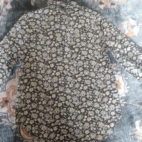NWT Size 8 Brown Floral Button Down Shirt - Picture 6 of 7